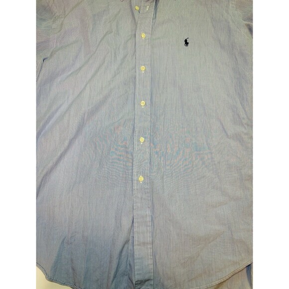 Ralph Lauren Yarmouth Blue Striped Long Sleeve Button Up Shirt Men's 17-34 - Picture 5 of 14